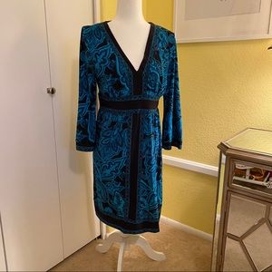 INC International Brown and Teal Dress Size L.